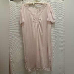 Vintage Nylon Soft Pink Lace Chemise - XL